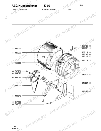 Взрыв-схема стиральной машины Aeg LAV72610-W - Схема узла Tub and drum